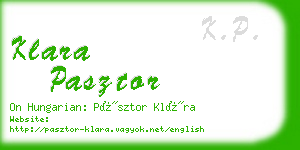 klara pasztor business card